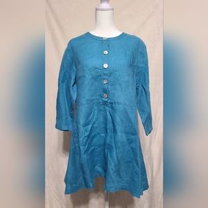 Match Point USA Women's Blue Linen Tunic Size S